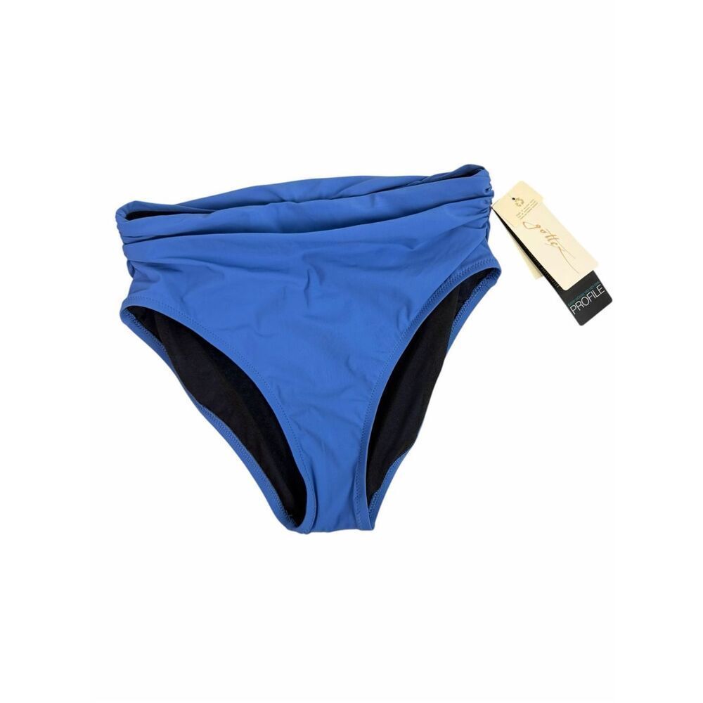 Profile by Gottex size 10 Solo Mid Rise Swim Bottom Denim Blue NEW